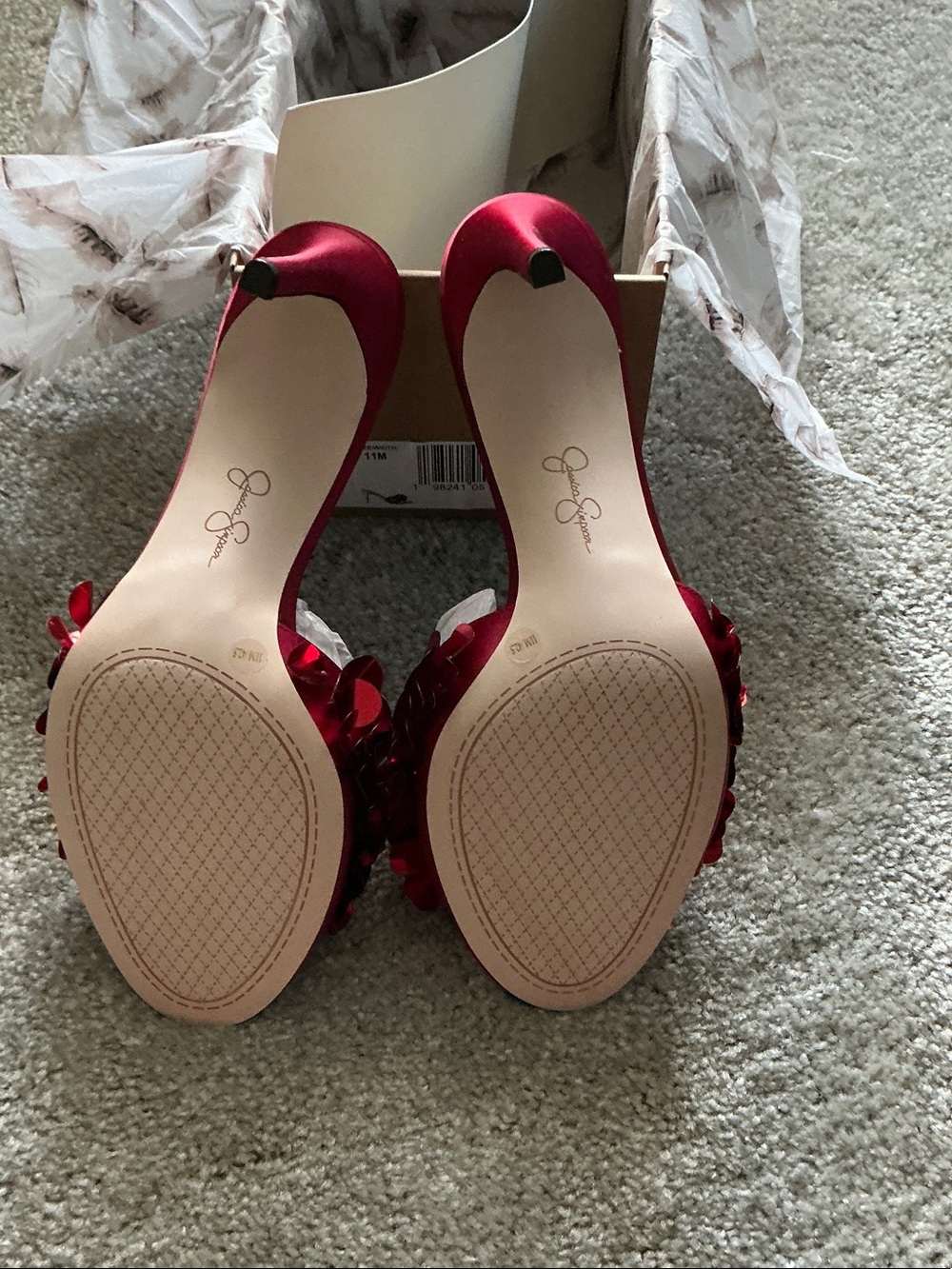 Jessica Simpson Chili Pepper Red Sequin Flower Slide Mules - Picture 2 of 4